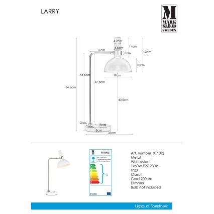 Markslöjd 107502 - Επιτραπέζια λάμπα dimmer LARRY 1xE27/60W/230V