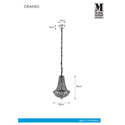 Markslöjd 107550 - Κρυστάλλινο πολύφωτο μπάνιου σε αλυσίδα GRÄNSÖ 2xG9/20W/230V IP44