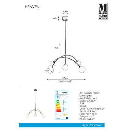 Markslöjd 107559 - Πολύφωτο σε σχοινί HEAVEN 5xG9/28W/230V