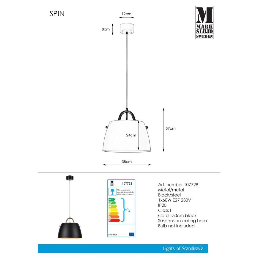 Markslöjd 107728 - Πολύφωτο σε σχοινί SPIN 1xE27/60W/230V