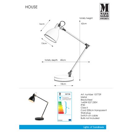 Markslöjd 107739 - Επιτραπέζια λάμπα HOUSE 1xE27/40W/230V