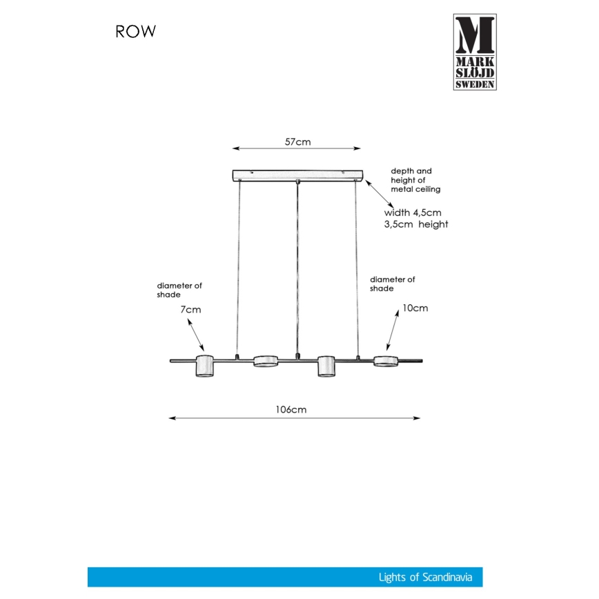 Markslöjd 107746 - Πολύφωτο σε σχοινί ROW 4xG9/7W/230V