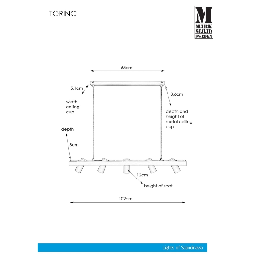 Markslöjd 107784 - Πολύφωτο σε σχοινί TORINO 5xGU10/7W/230V