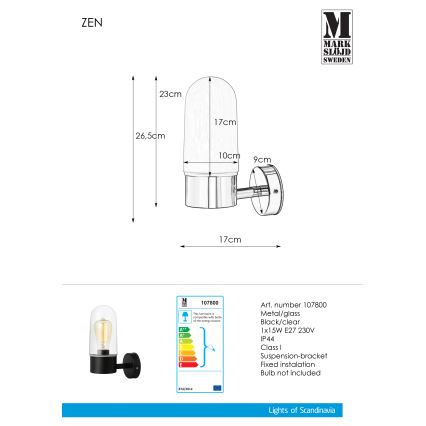 Markslöjd 107800 - Επιτοίχιο φωτιστικό μπάνιου ZEN 1xE27/15W/230V IP44
