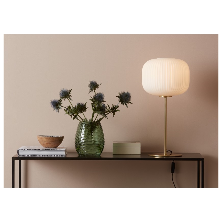 Markslöjd 107819 - Επιτραπέζια λάμπα SOBER 1xE27/60W/230V λευκό / ορείχαλκο