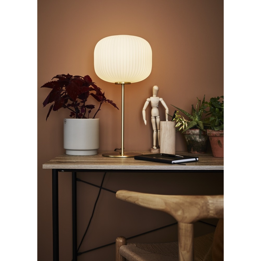 Markslöjd 107819 - Επιτραπέζια λάμπα SOBER 1xE27/60W/230V λευκό / ορείχαλκο