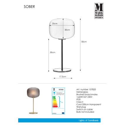 Markslöjd 107820 -Επιτραπέζια λάμπα SOBER 1xE27/60W/230V ορείχαλκη