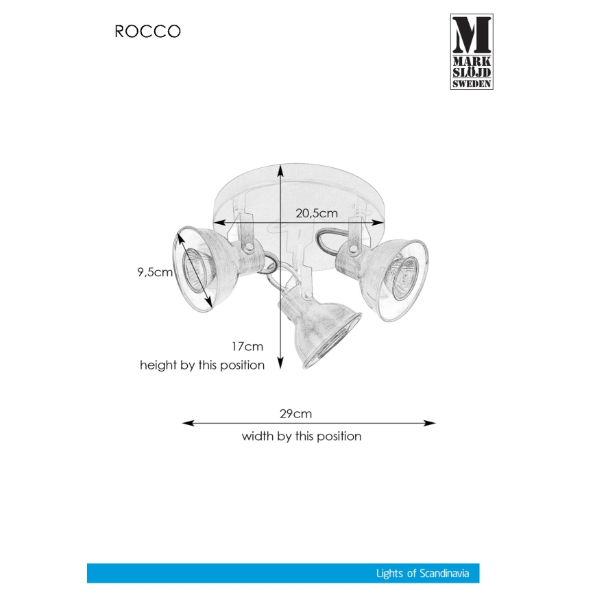 Markslöjd 107852 - Φωτιστικό σποτ ROCCO 3xGU10/7W/230V
