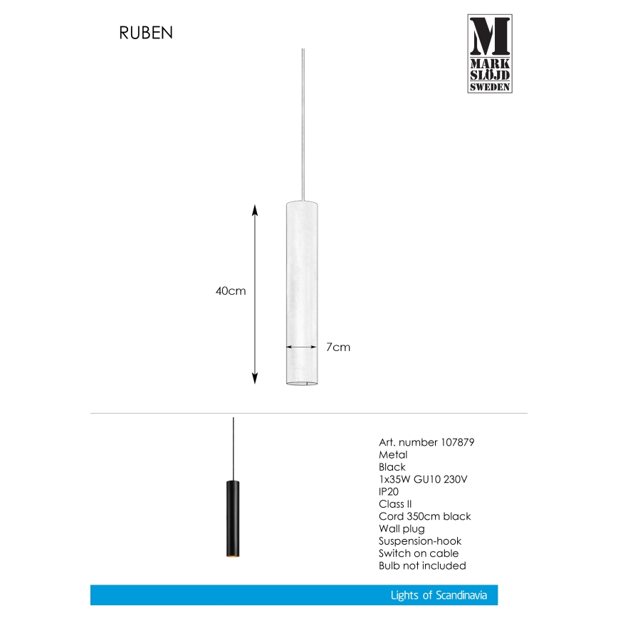 Markslöjd 107879 - Πολύφωτο σε σχοινί RUBEN 1xGU10/35W/230V