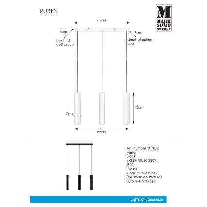 Markslöjd 107882 - Πολύφωτο σε σχοινί RUBEN 3xGU10/35W/230V