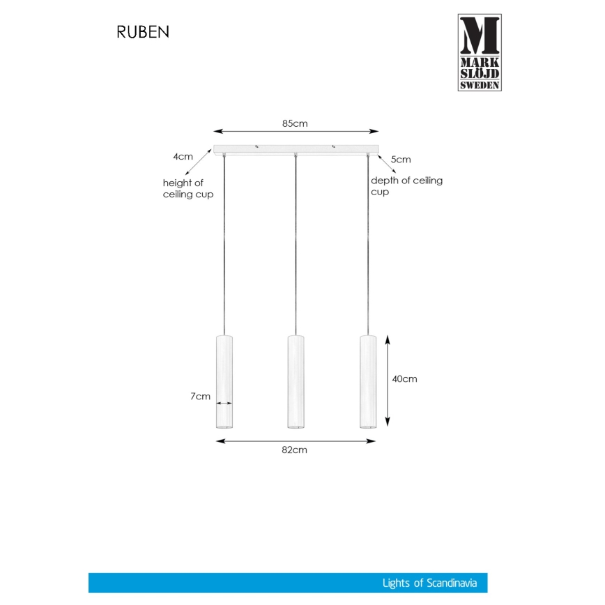 Markslöjd 107883 - Πολύφωτο σε σχοινί RUBEN 3xGU10/35W/230V