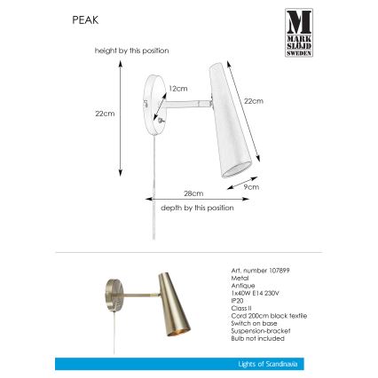Markslöjd 107899 - Λάμπα τοίχου PEAK 1xE14/40W/230V