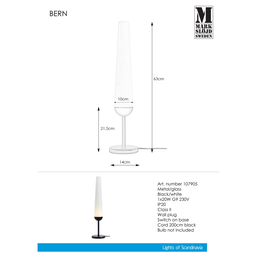 Markslöjd 107905 - Επιτραπέζια λάμπα BERN 1xG9/20W/230V