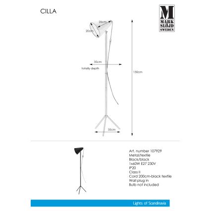 Markslöjd 107929 - Επιδαπέδια λάμπα CILLA 1xE27/60W/230V