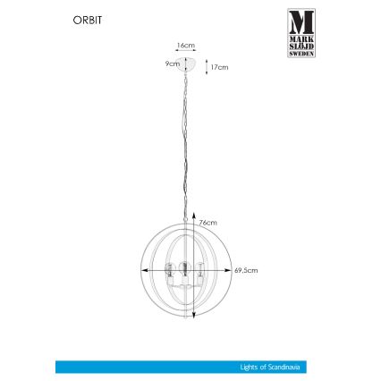 Markslöjd 107941 - Πολύφωτο σε αλυσίδα ORBIT 3xE27/60W/230V