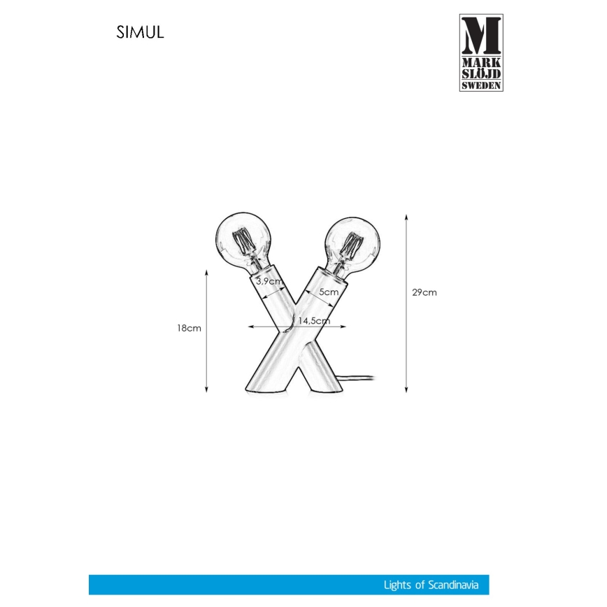 Markslöjd 108053 - Επιτραπέζια λάμπα SIMUL 1xE27 / 40W + 1xE14 / 40W / 230V χρυσή