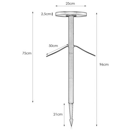 Markslöjd 108173 - LED εξωτερικό φωτιστικό κήπου GARDEN24 LED/5W/24V 96 cm IP44 μαύρο