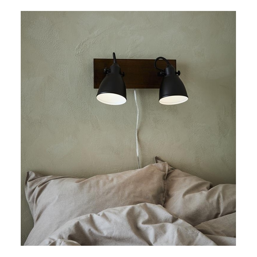 Markslöjd 108213 - Σποτ τοίχου NATIVE 2xE14/18W/230V μαύρο/καφέ