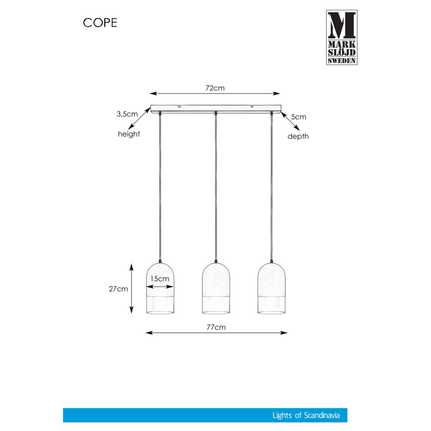 Markslöjd 108226 - Πολύφωτο κρεμαστό ράγα COPE 3xE14/18W/230V