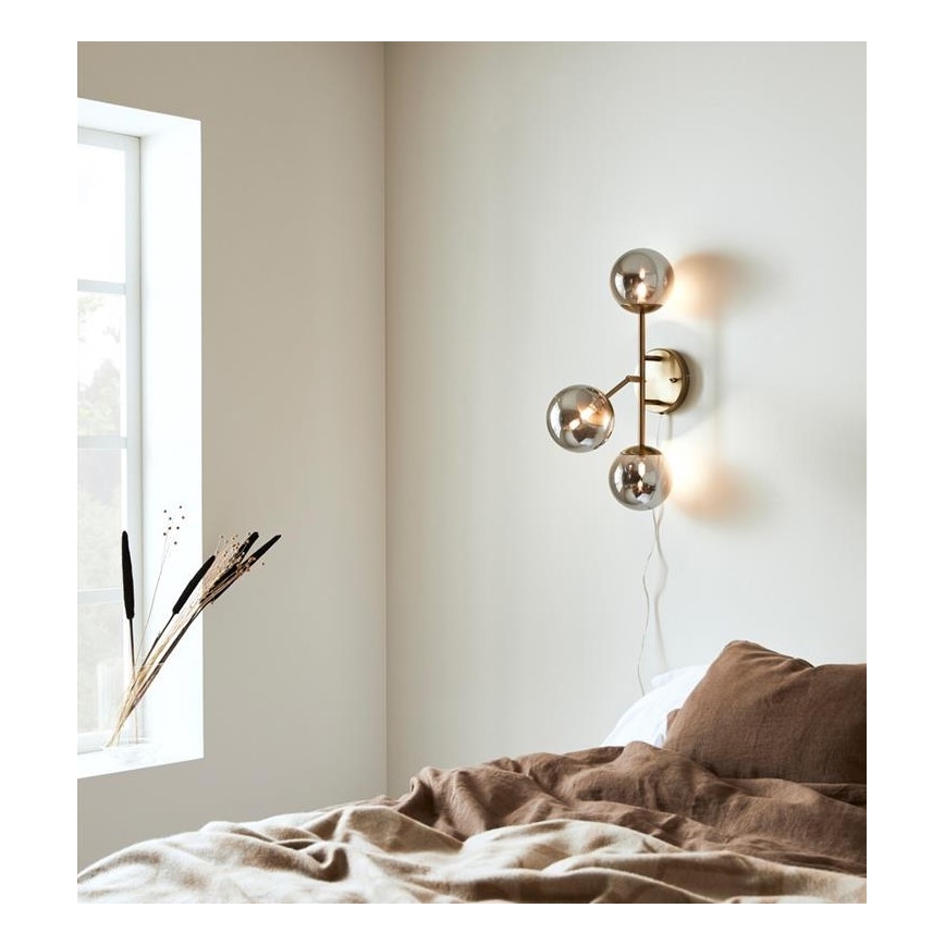 Markslöjd 108253 - Φωτιστικό τοίχου TRINITY 3xG9/20W/230V χρυσό/γκρι