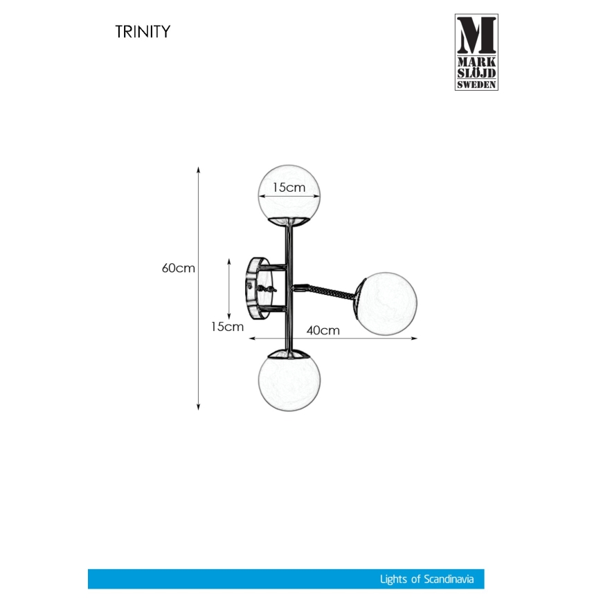 Markslöjd 108253 - Φωτιστικό τοίχου TRINITY 3xG9/20W/230V χρυσό/γκρι