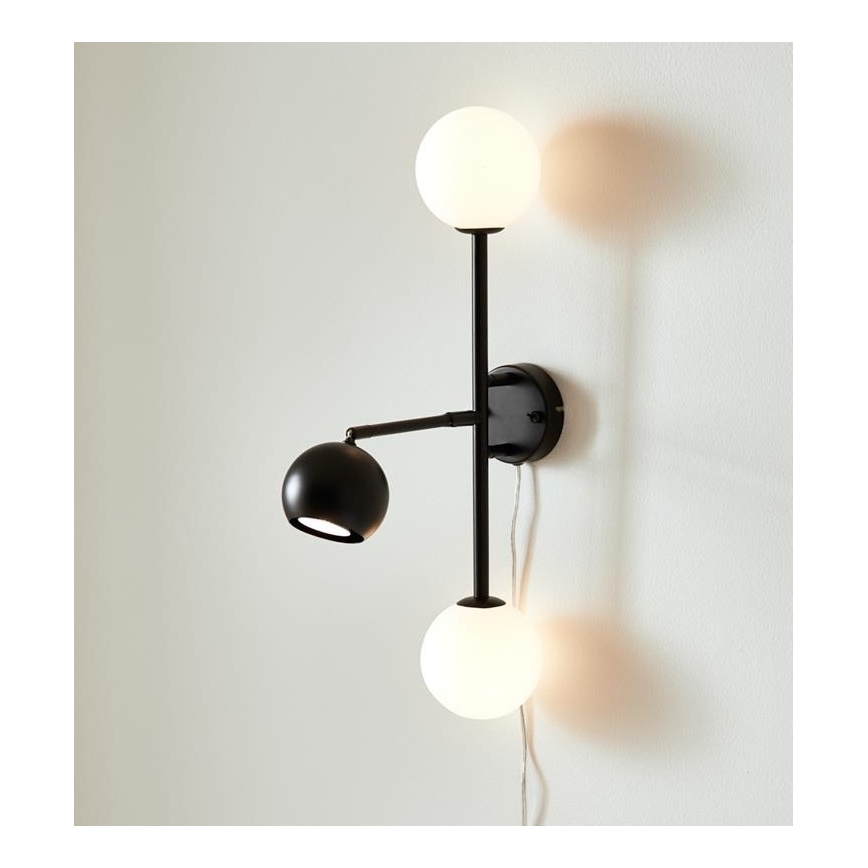 Markslöjd 108255 - Φωτιστικό τοίχου BESIDE 2xG9/20W/230V + 1xGU10/7W/230V μαύρο