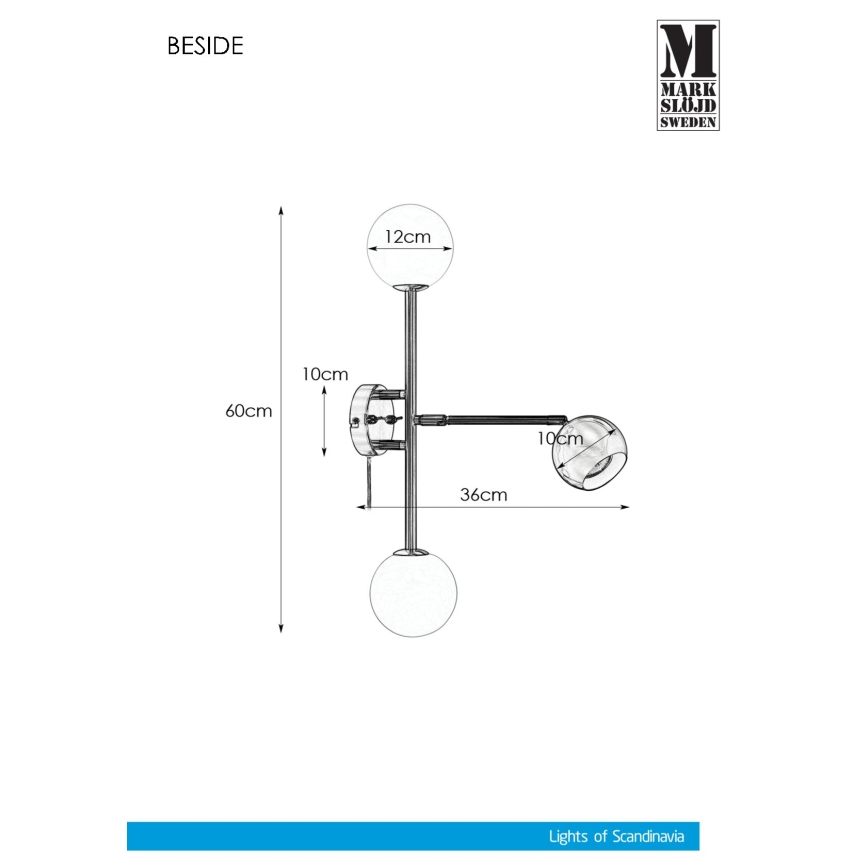 Markslöjd 108256 - Φωτιστικό τοίχου BESIDE 2xG9/20W/230V + 1xGU10/7W/230V ματ χρώμιο