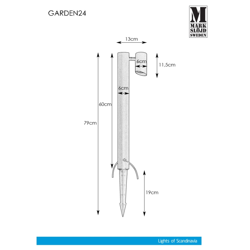Markslöjd 108485 - Εξωτερικό φωτιστικό LED GARDEN24 LED/6W/24V 60 εκ. IP44 μαύρο