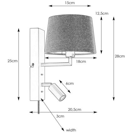 Markslöjd 108595 - Φωτιστικό τοίχου LED με USB COMO 1xE14/40W/230V + LED/3W μαύρο