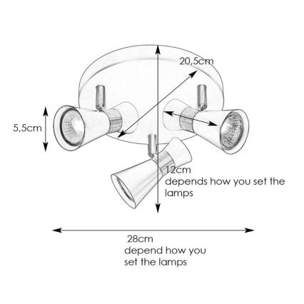 Markslöjd 108626 - Φωτιστικό σποτ FOLIE 3xGU10/7W/230V μαύρο/ορείχαλκος