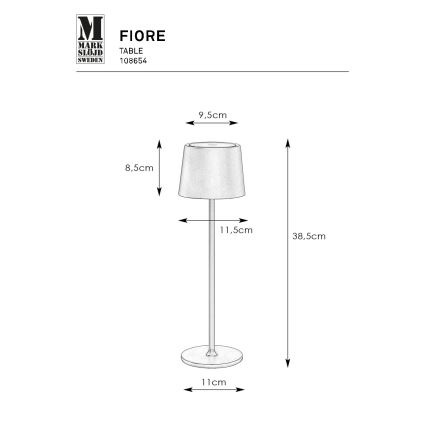 Markslöjd 108654 - LED Dimmable επαναφορτιζόμενο φωτιστικό FIORE LED/2W/5V IP44 38cm λευκό