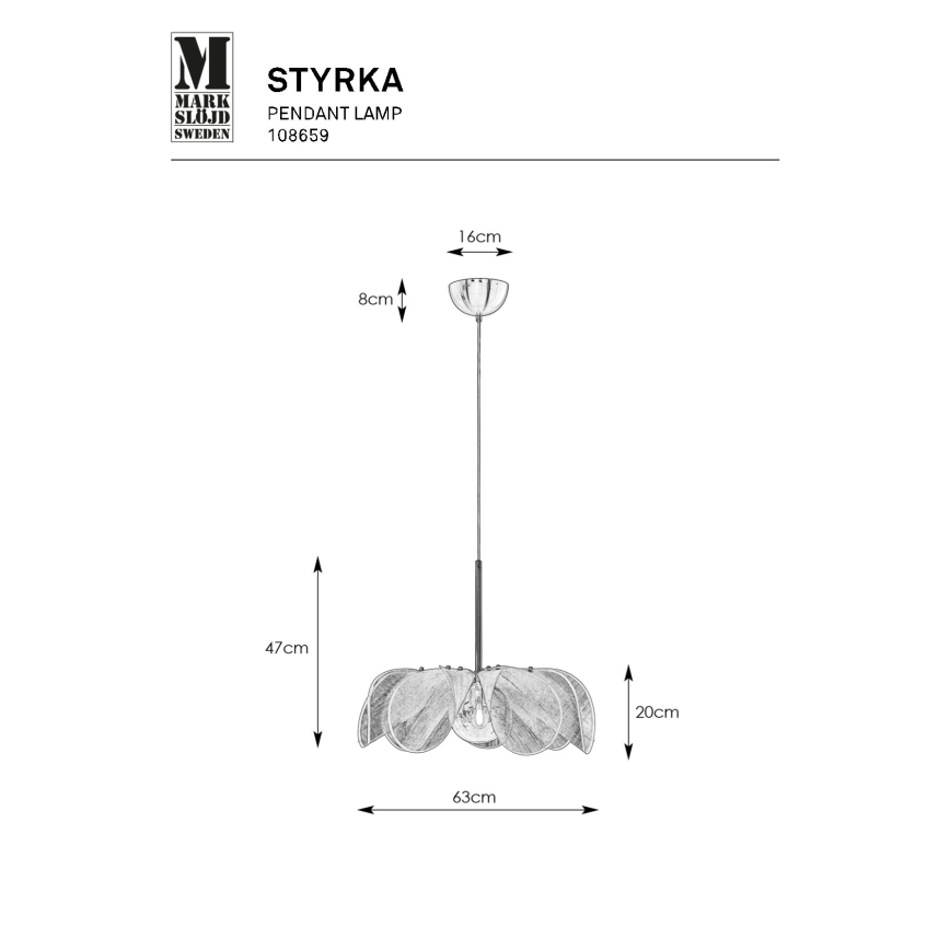 Markslöjd 108659 - Κρεμαστό φωτιστικό οροφής STYRKA 1xE27/40W/230V διάμετρος 63 cm μπεζ