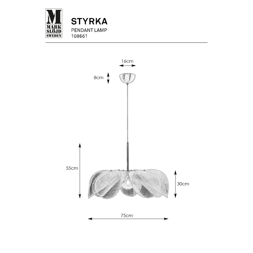 Markslöjd 108661 - Κρεμαστό φωτιστικό οροφής STYRKA 1xE27/40W/230V διάμετρος 75 cm μπεζ