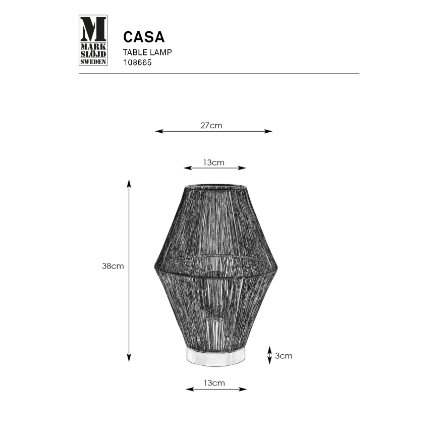 Markslöjd 108665 - Eπιτραπέζια λάμπα CASA 1xE27/40W/230V ορείχαλκος