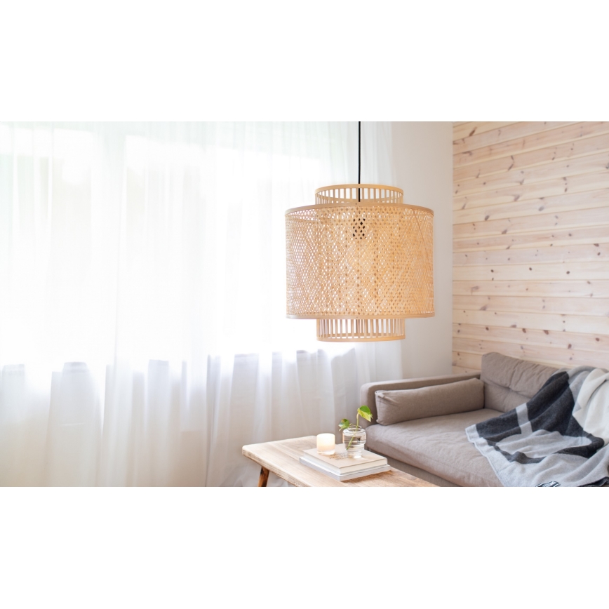 Markslöjd 108675 - Πολύφωτο με συρματόσχοινο STRATI 1xE27/40W/230V μπεζ/μπαμπού