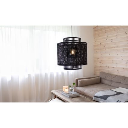 Markslöjd 108676 - Κρεμαστό φωτιστικό οροφής STRATI 1xE27/40W/230V μαύρο/μπαμπού
