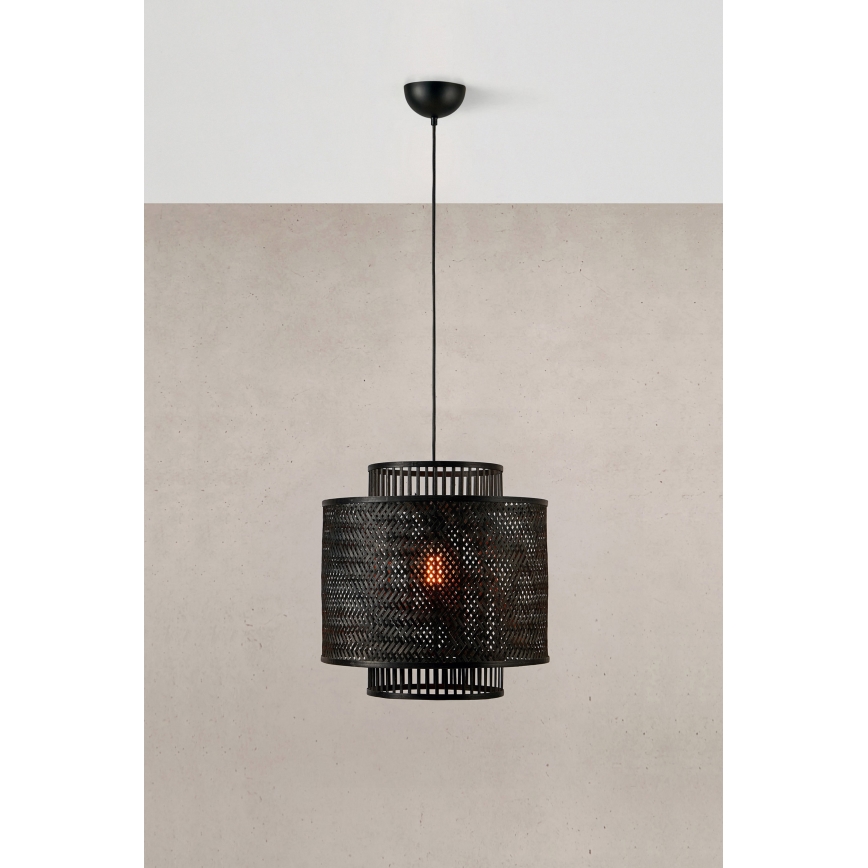 Markslöjd 108676 - Κρεμαστό φωτιστικό οροφής STRATI 1xE27/40W/230V μαύρο/μπαμπού