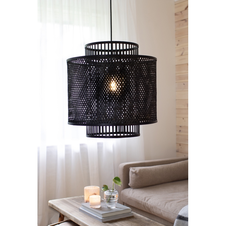 Markslöjd 108676 - Κρεμαστό φωτιστικό οροφής STRATI 1xE27/40W/230V μαύρο/μπαμπού