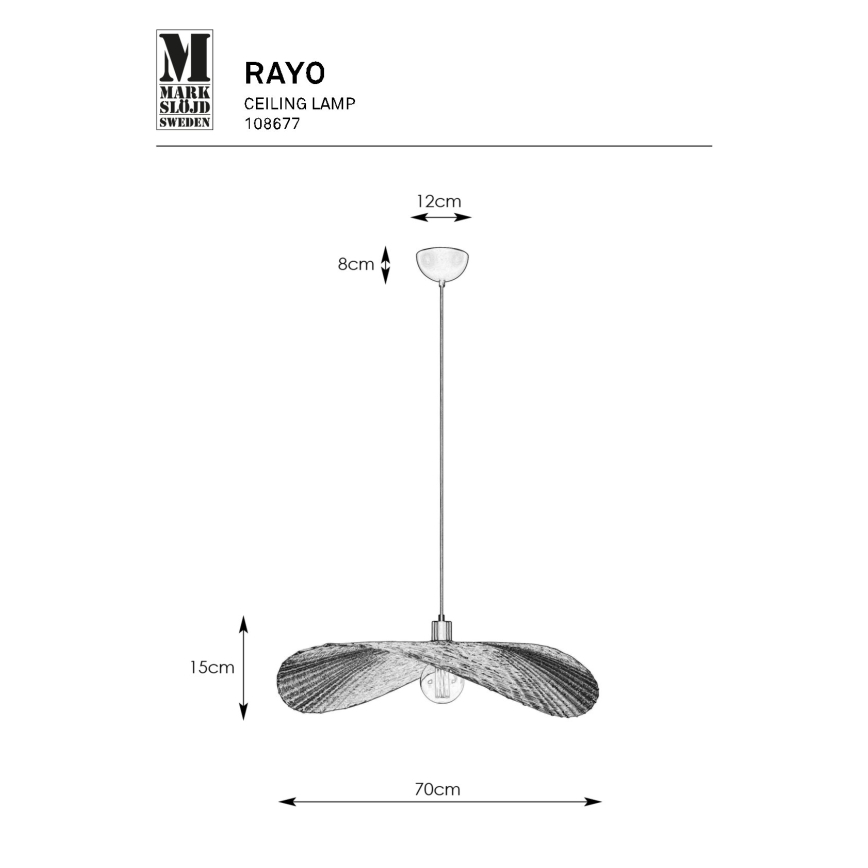 Markslöjd 108677 - Κρεμαστό φωτιστικό οροφής RAYO 1xE27/40W/230V μπεζ/μπαμπού
