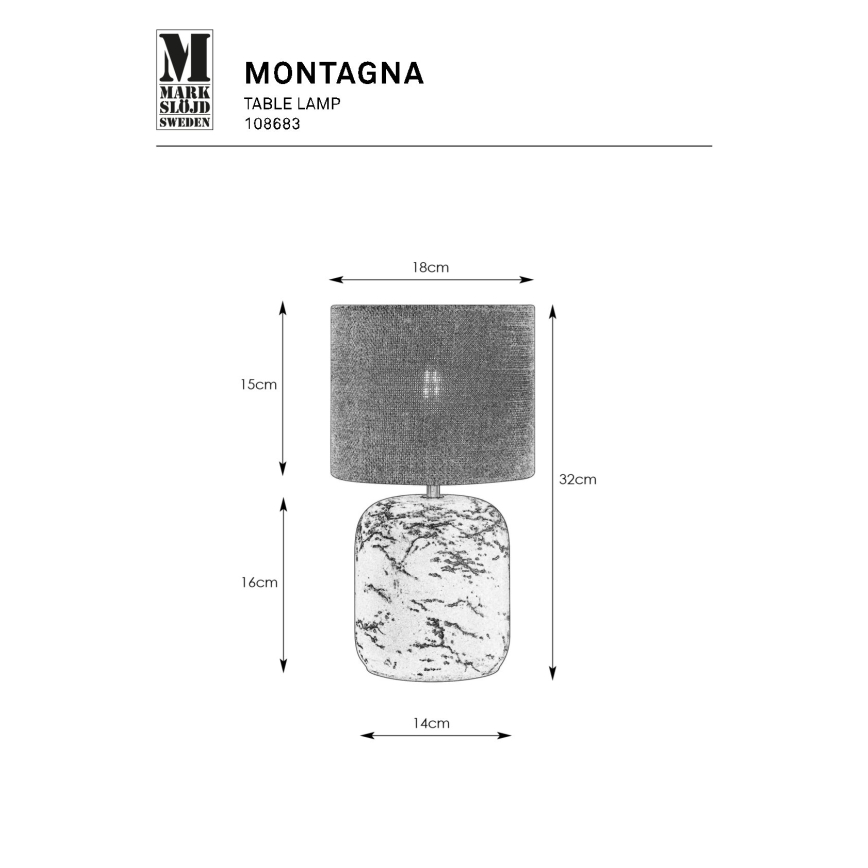 Markslöjd 108683 - Eπιτραπέζια λάμπα MONTAGNA 1xE14/40W/230V 32 cm μπεζ/μαύρο