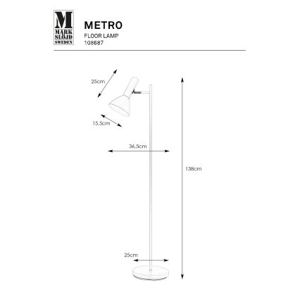 Markslöjd 108687 - Επιδαπέδια λάμπα METRO 1xE27/40W/230V λευκό