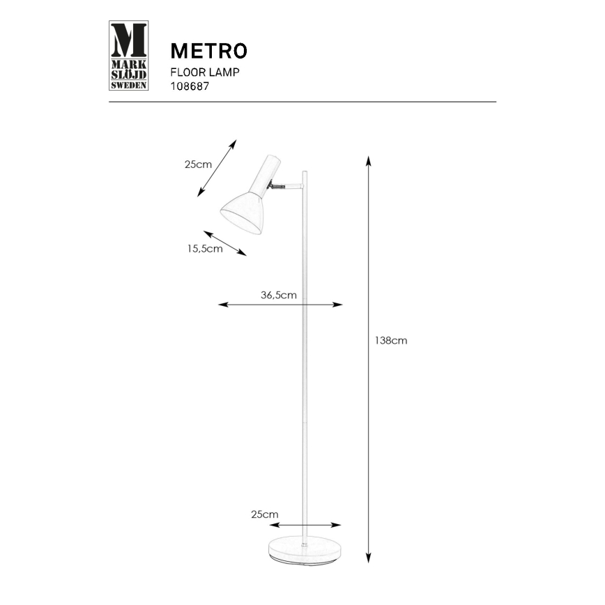 Markslöjd 108687 - Επιδαπέδια λάμπα METRO 1xE27/40W/230V λευκό