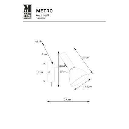 Markslöjd 108689 - Λάμπα τοίχου METRO 1xE27/40W/230V λευκό
