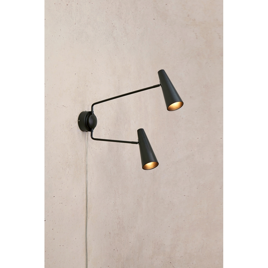 Markslöjd 108690 - Λάμπα τοίχου PEAK 2xE14/40W/230V μαύρο