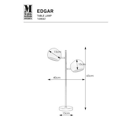 Markslöjd 108692 - Eπιτραπέζιο φωτιστικό EDGAR 2xE14/40W/230V χρυσό