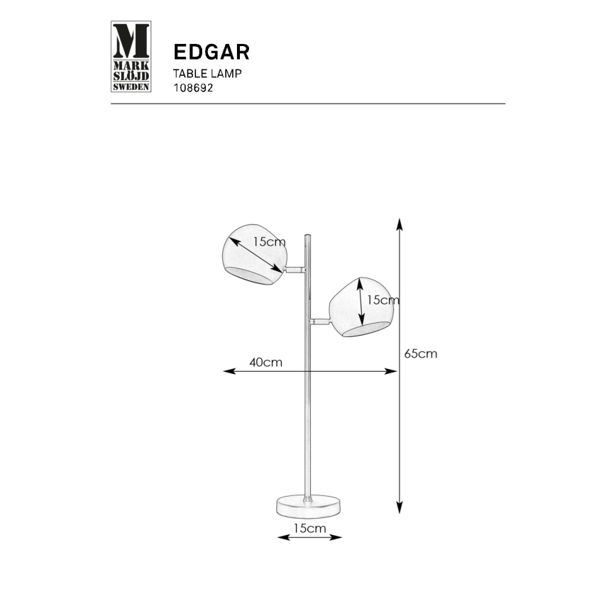 Markslöjd 108692 - Eπιτραπέζιο φωτιστικό EDGAR 2xE14/40W/230V χρυσό