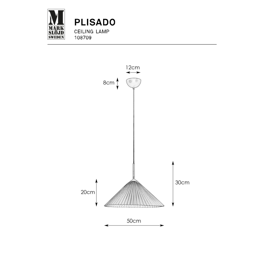 Markslöjd 108709 - Κρεμαστό φωτιστικό οροφής PLISADO 1xE27/40W/230V διάμετρος 50 cm γκρι