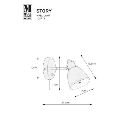 Markslöjd 108712 - Λάμπα τοίχου STORY 1xE14/40W/230V μαύρο