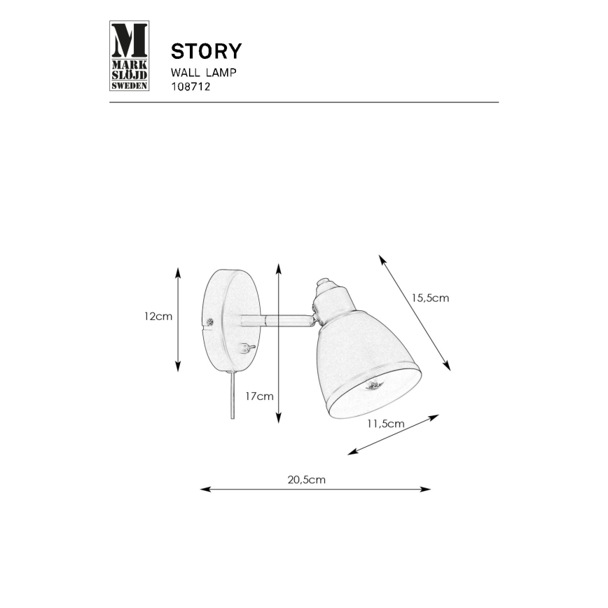 Markslöjd 108712 - Λάμπα τοίχου STORY 1xE14/40W/230V μαύρο