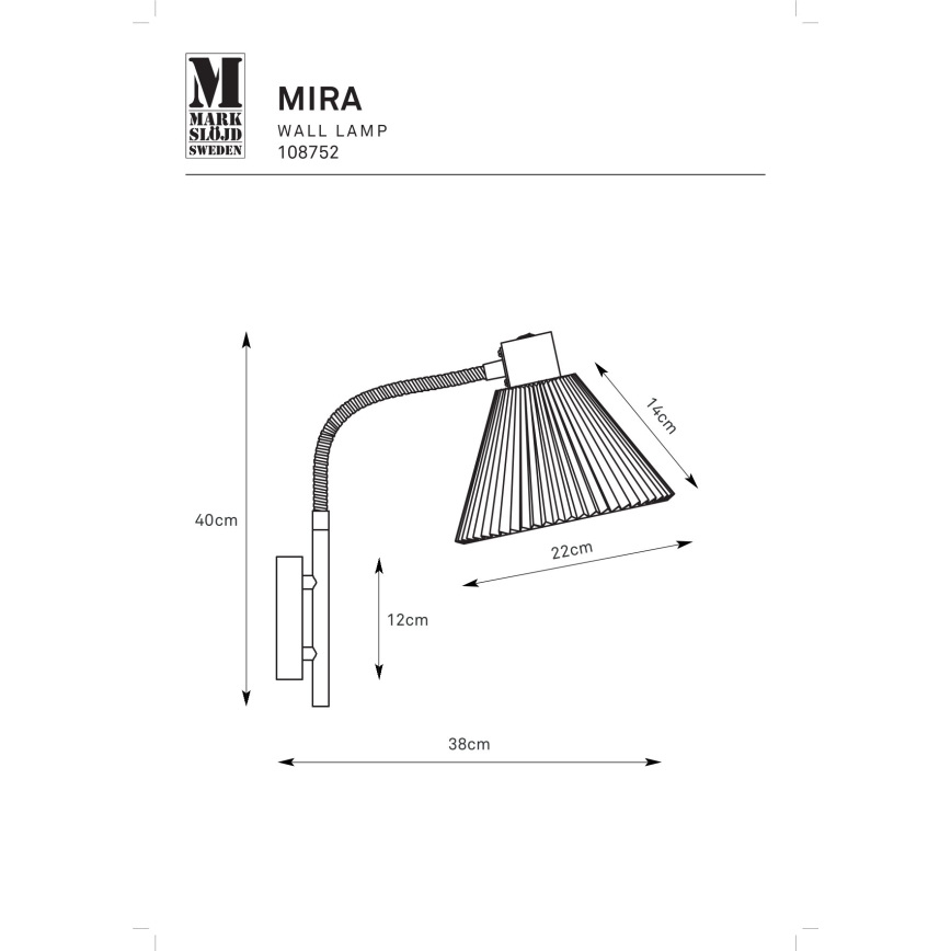 Markslöjd 108752 - Λάμπα τοίχου MIRA 1xE14/40W/230V μαύρο/λευκό